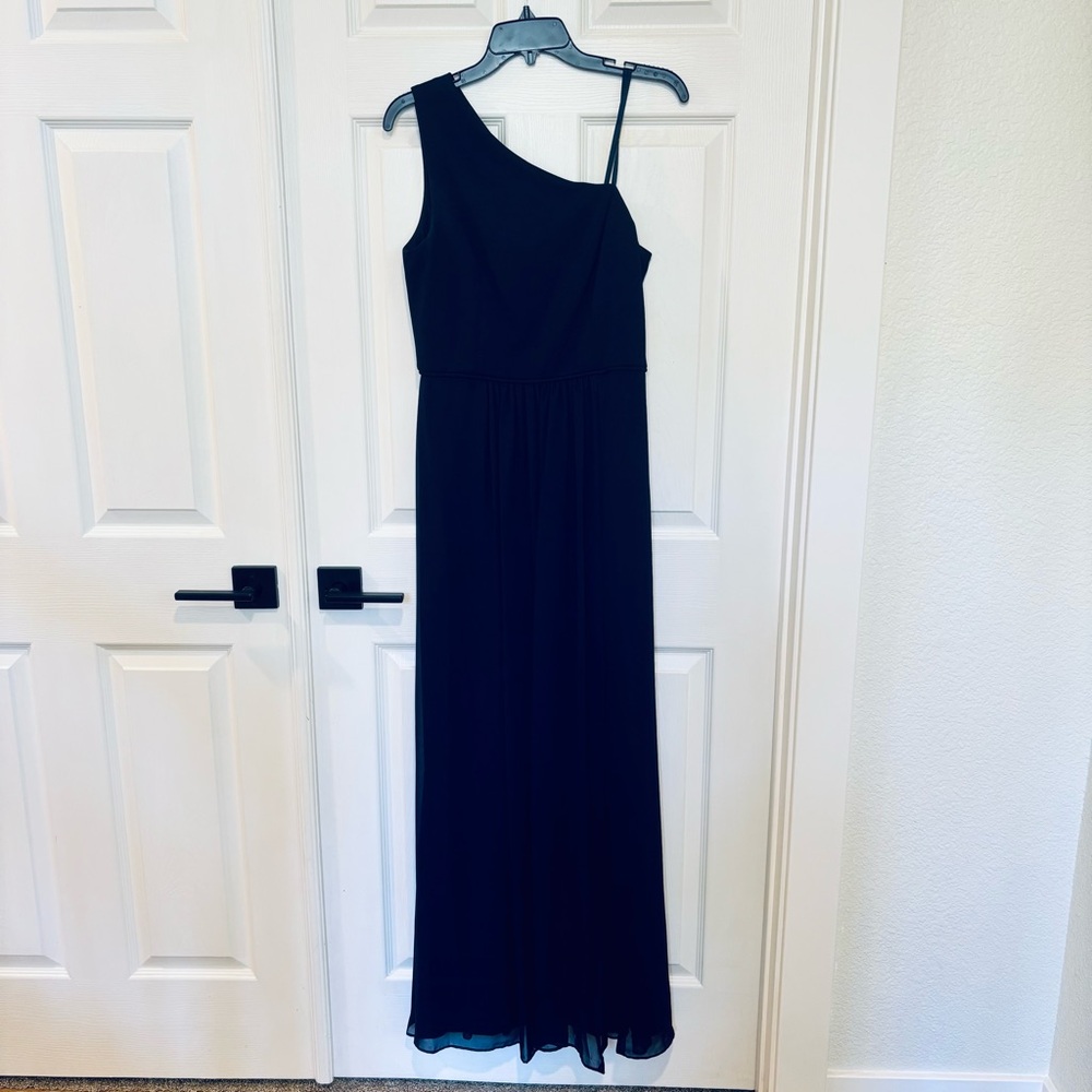 ADRIANNA PAPELL Women's Size 8 One Shoulder Midnight Navy‎ Chiffon Gown NEW
